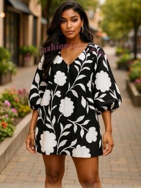 kate spade Black and White Floral Mini Dress